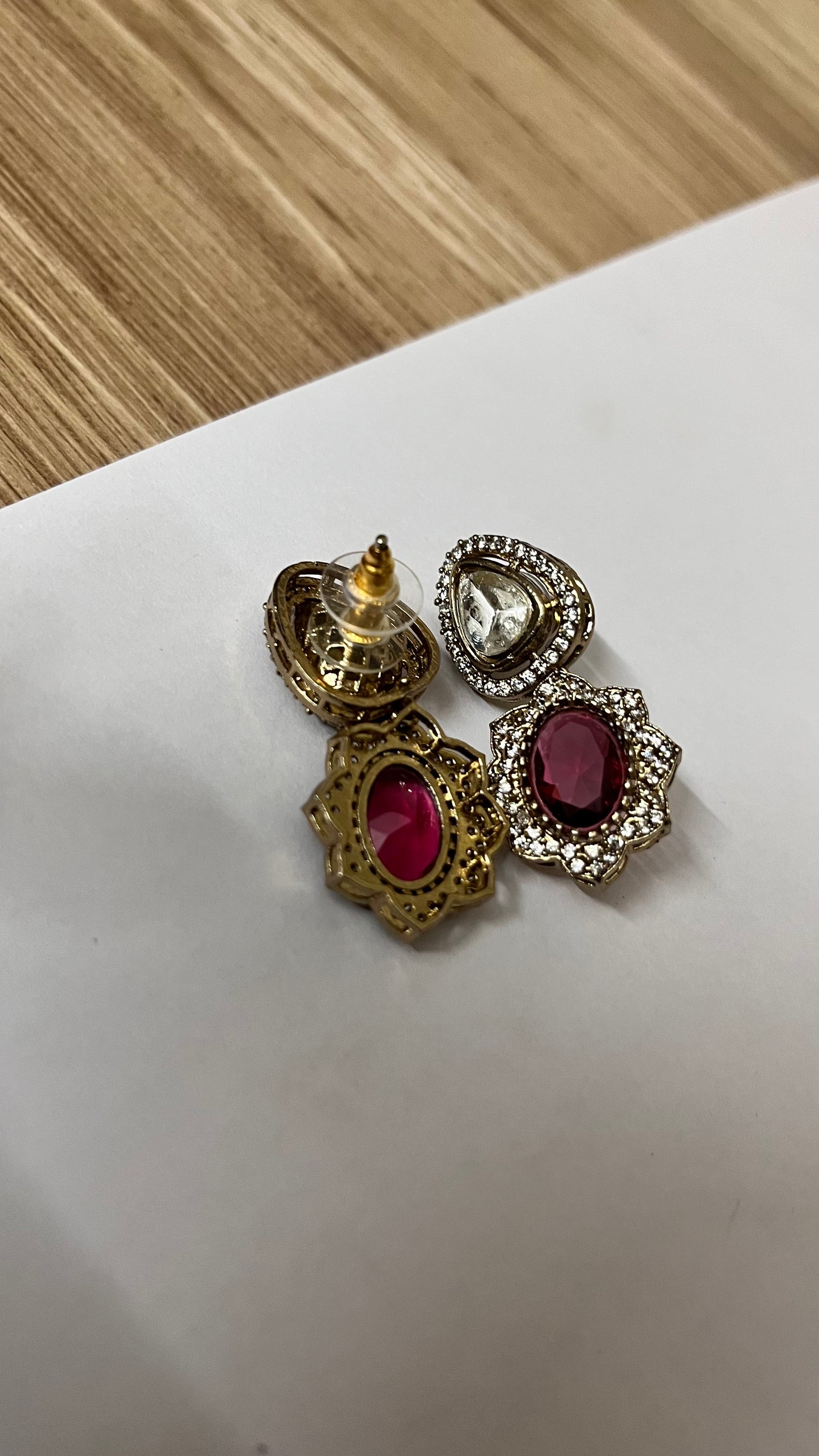 Mayura Mriga Brass Kundan Choker Set with Red Stones & Earrings