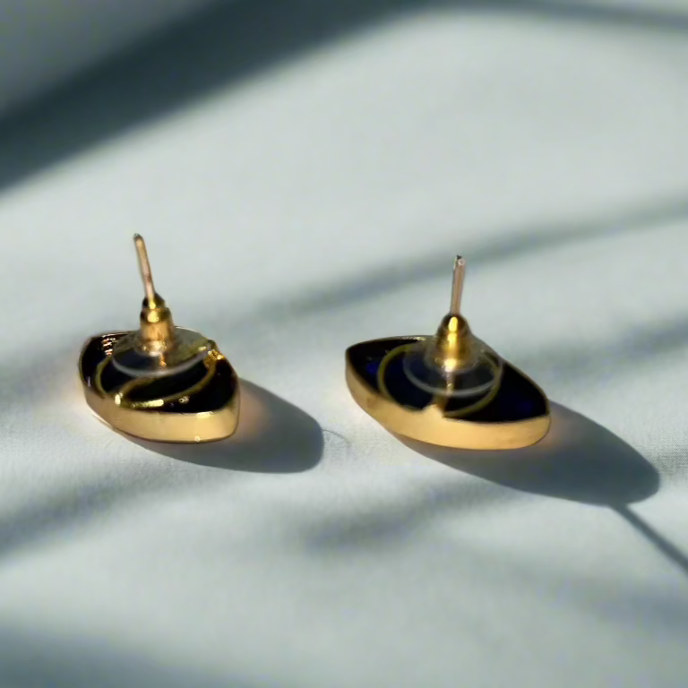 Jaipur-Inspired Blue Marquise Stud Earrings - Office Elegance