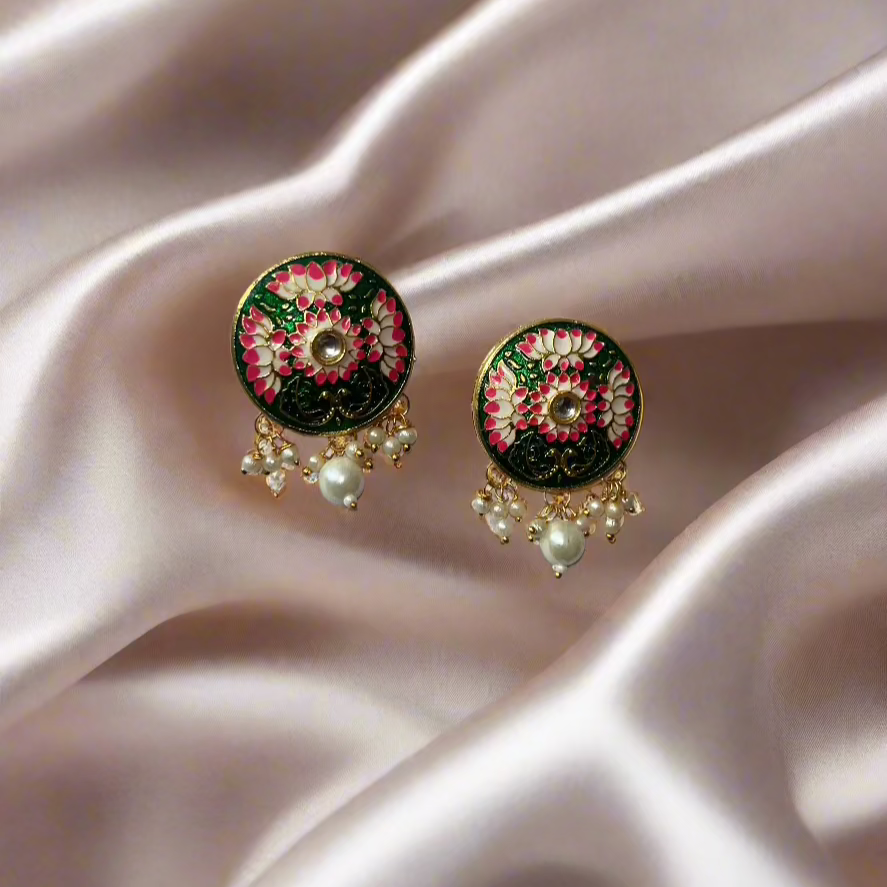Vedika Grace Set | Lightweight Brass & Stone Jewelry for Daily Elegance